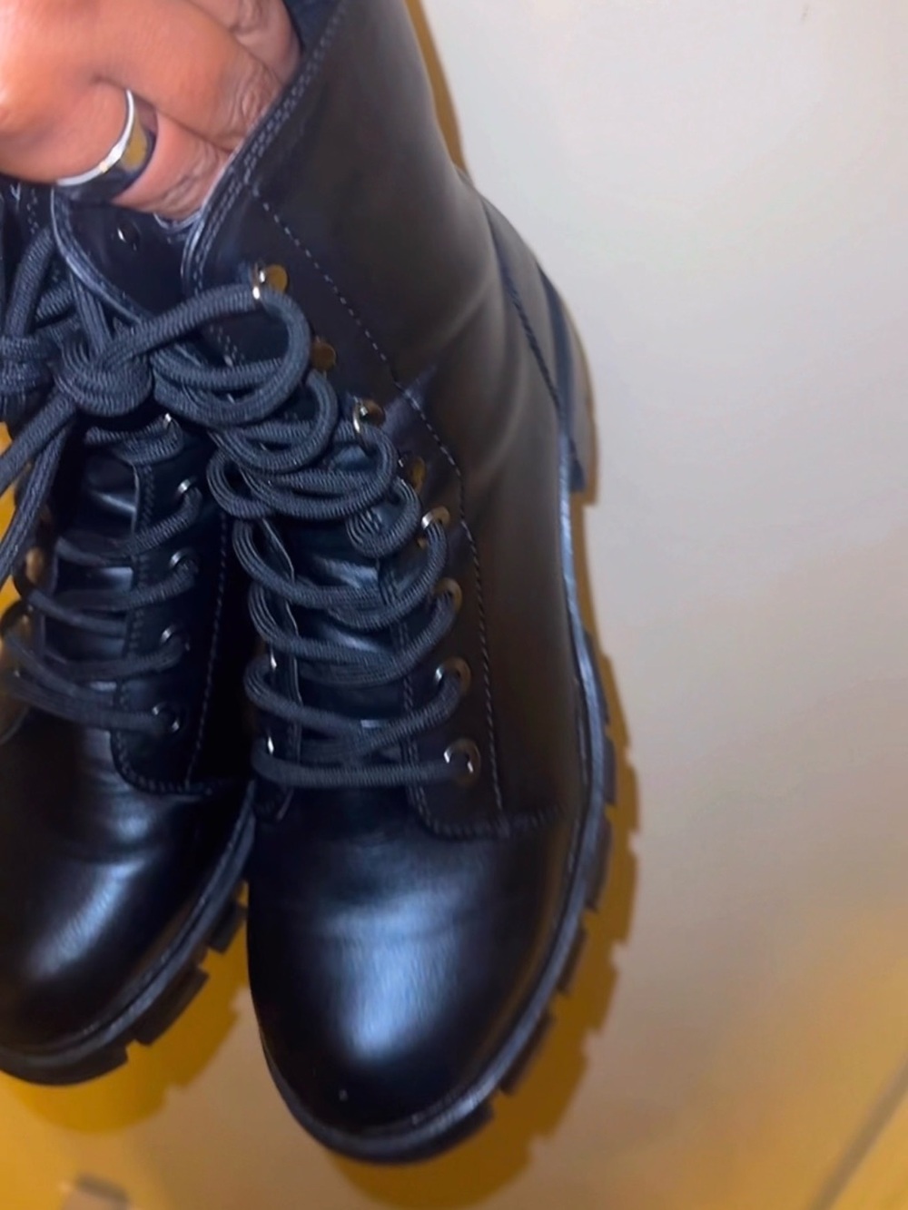MIA Black Lace-Up Ankle Combat Booties